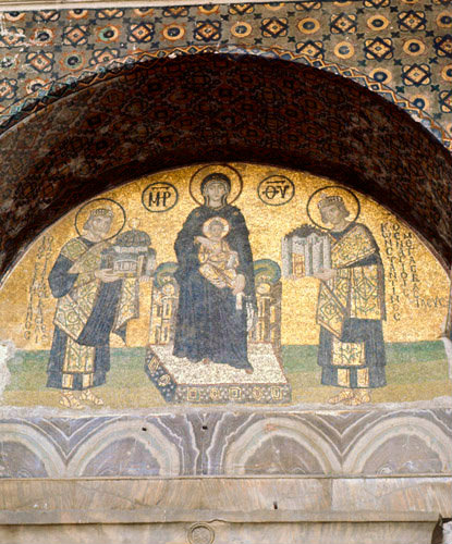 Turkey, Istanbul, Hagia Sophia, Saints Justinian and Constantine with Virgin and Child